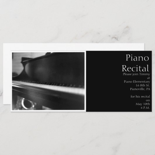 Uitnodiging piano-toetsenbord (Voorkant / Achterkant)