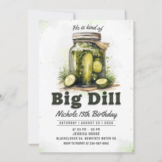 Uitnodiging Pickles en Pot Verjaardagsfeestje (Voorkant)