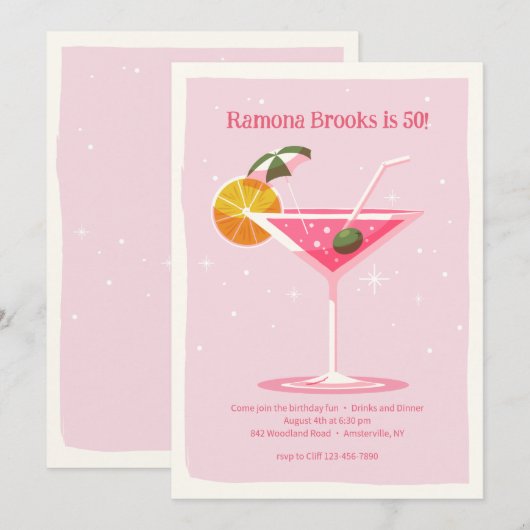 Uitnodiging Pink Martini (Voorkant / Achterkant)