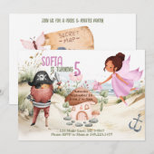 Uitnodiging Pixies en Piraten Feestje (Voorkant / Achterkant)