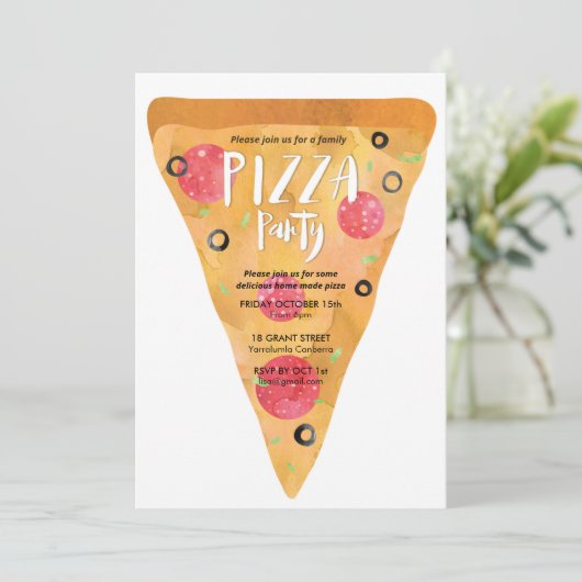 Uitnodiging Pizza Feestje (Staand voorkant)