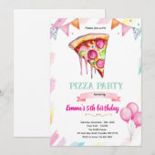 Uitnodiging pizza meisje feest thema (Voorkant / Achterkant)