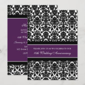 Uitnodiging Plum Damask 10-jarig jubileumfeest (Voorkant / Achterkant)