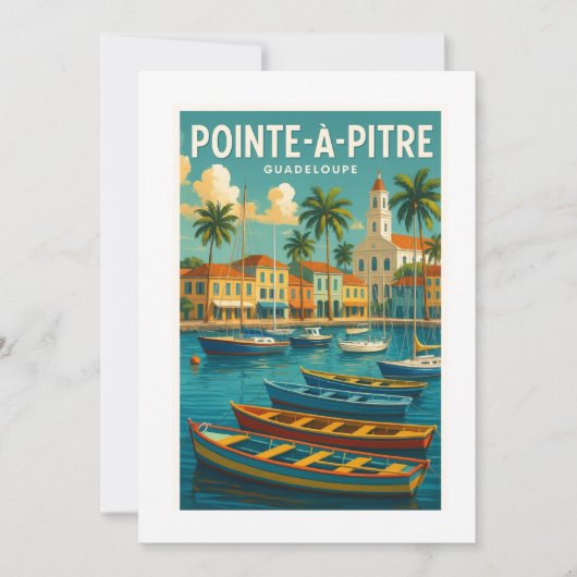 Uitnodiging Pointe-à-Pitre – Vintage kaart Guadelo (Voorkant)