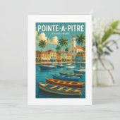 Uitnodiging Pointe-à-Pitre – Vintage kaart Guadelo (Staand voorkant)
