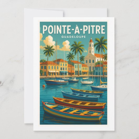 Uitnodiging Pointe-à-Pitre – Vintage kaart Guadelo (Voorkant)