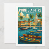Uitnodiging Pointe-à-Pitre – Vintage kaart Guadelo (Voorkant / Achterkant)