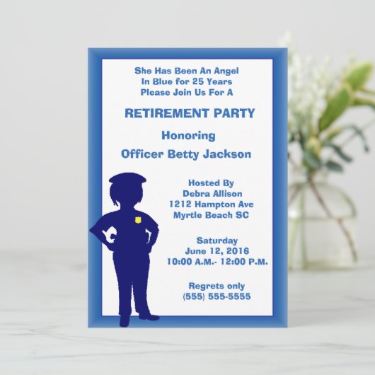 Uitnodiging politieagent vrouw (Staand voorkant)