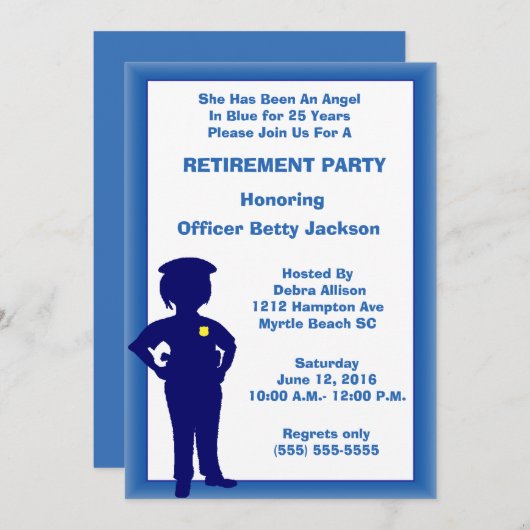 Uitnodiging politieagent vrouw (Voorkant / Achterkant)