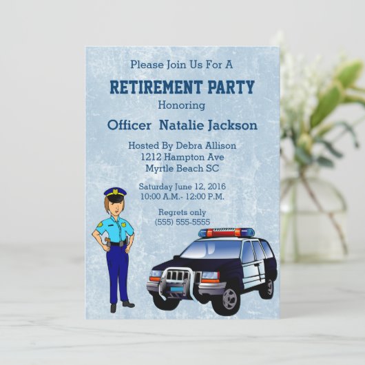 Uitnodiging politieagent vrouw (Staand voorkant)