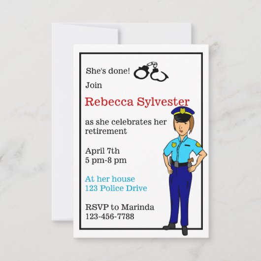 Uitnodiging politieagent vrouw (Voorkant)