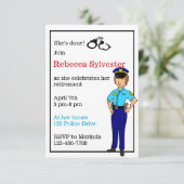 Uitnodiging politieagent vrouw (Staand voorkant)