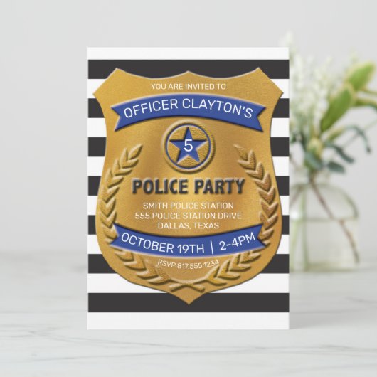Uitnodiging politiefunctionaris Badge Party (Staand voorkant)