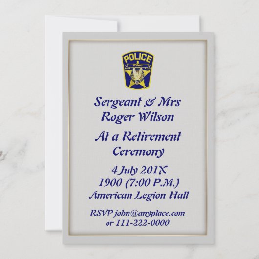 Uitnodiging politiesergeant (Achterkant)