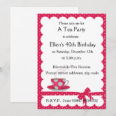 Uitnodiging Polka Dot Tea Party (Voorkant / Achterkant)