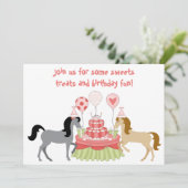 Uitnodiging  ponies Horse Birthday (Staand voorkant)