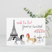 Uitnodiging  ponies Paris Horse Birthday (Staand voorkant)