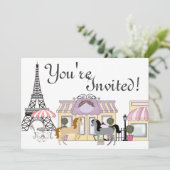 Uitnodiging  ponies Paris Horse Birthday (Staand voorkant)