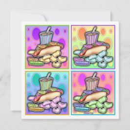Uitnodiging - Pop Art Hotdog met Chips en een Dran