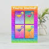 Uitnodiging - Pop Art Margaritas (Staand voorkant)