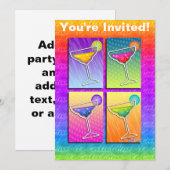 Uitnodiging - Pop Art Margaritas (Voorkant / Achterkant)