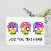 Uitnodiging - POP ART SKULLS (Staand voorkant)