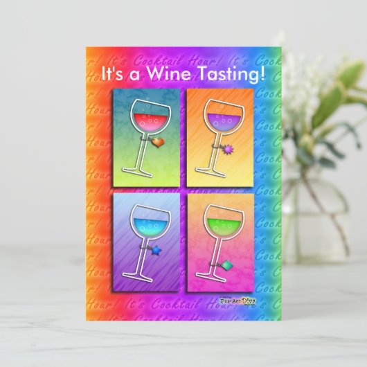 Uitnodiging - Pop Art Wijn (Staand voorkant)