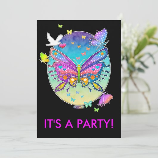 Uitnodiging - POP BUTTERFLY ART (Staand voorkant)