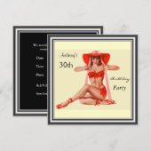 Uitnodiging pop-upmeisje en Cream Birthday Party (Voorkant / Achterkant)