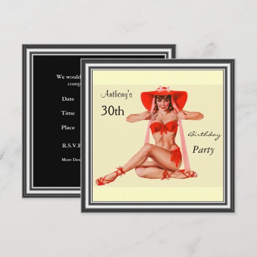 Uitnodiging pop-upmeisje en Cream Birthday Party (Voorkant / Achterkant)