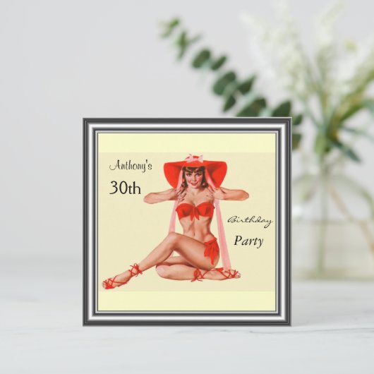 Uitnodiging pop-upmeisje en Cream Birthday Party (Staand voorkant)