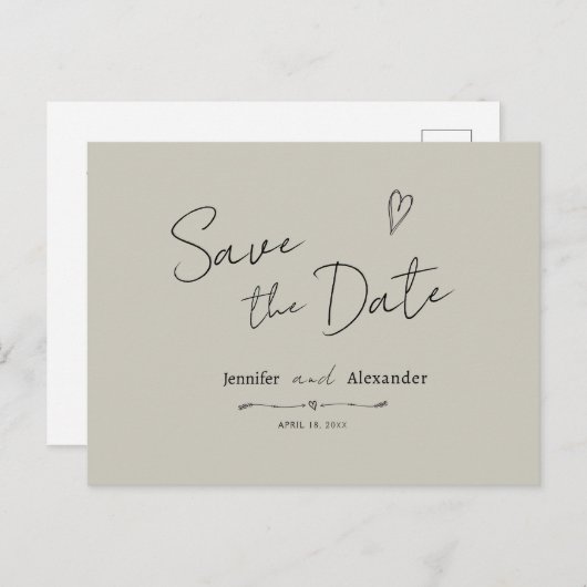 Uitnodiging Postkaart Save The Date modern horizon (Voorkant / Achterkant)