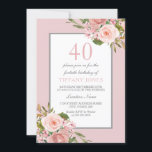 Uitnodiging prachtige Flowers Womans 40th Birthday<br><div class="desc">Prachtige Flowers Girls 40th Birthday Party Invite Bekijk passend collectie in winkel</div>