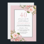 Uitnodiging prachtige Flowers Womans 40th Birthday<br><div class="desc">Prachtige Flowers Girls 40th Birthday Party Invite Bekijk passend collectie in winkel</div>