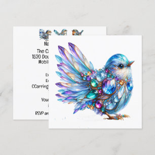 Uitnodiging Precious Bling Vogels Thema Feestje