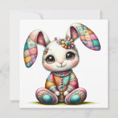 Uitnodiging Precious Bunny Thema Feestje (Voorkant)