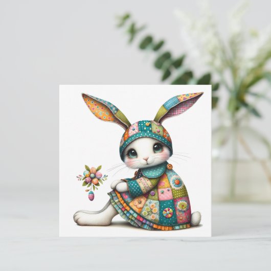 Uitnodiging Precious Bunny Thema Feestje (Staand voorkant)