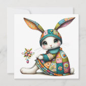 Uitnodiging Precious Bunny Thema Feestje (Voorkant)