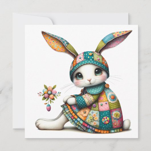 Uitnodiging Precious Bunny Thema Feestje (Voorkant)