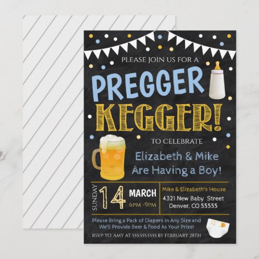 Uitnodiging Pregger Kegger Party (Voorkant / Achterkant)