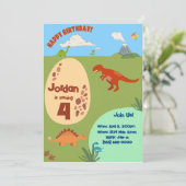 Uitnodiging prehistorische Dinosaur Birthday (Staand voorkant)