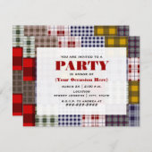 Uitnodiging preppy Patchwork Pset (Voorkant / Achterkant)