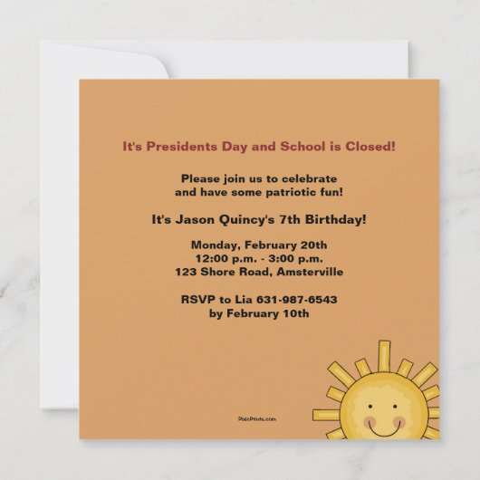 Uitnodiging presidenten Dag (Achterkant)