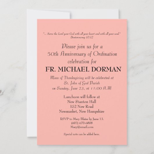 Uitnodiging priester 40e Jubileum Ordination Red (Achterkant)