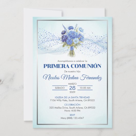 Uitnodiging Primera Communie Schattigee Eerste Com (Voorkant)