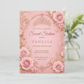 Uitnodiging Princess Pink sweet 16 (Staand voorkant)