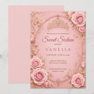 Uitnodiging Princess Pink sweet 16