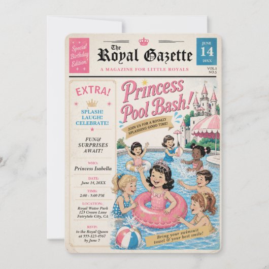 Uitnodiging Princess Pool Bash-redactie (Voorkant)
