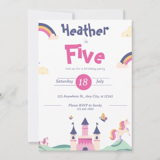 Uitnodiging - Princess Thema- Pas naam leeftijd aa (Voorkant)