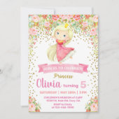 Uitnodiging prinses meisje verjaardagsfeest. (Voorkant)